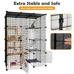 PAWING Cat Large Enclosure used indoors with cat tree.