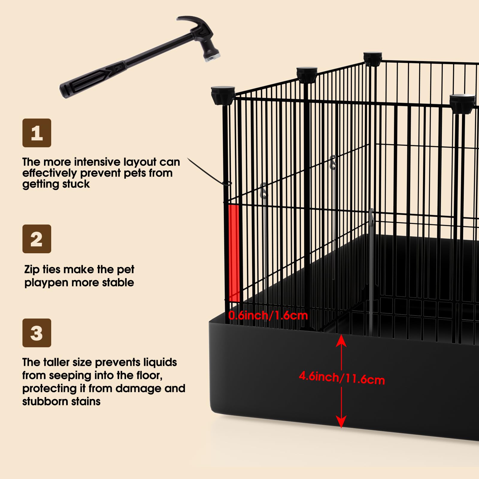 PAWING durable metal wire mesh provides clear visibility and containment