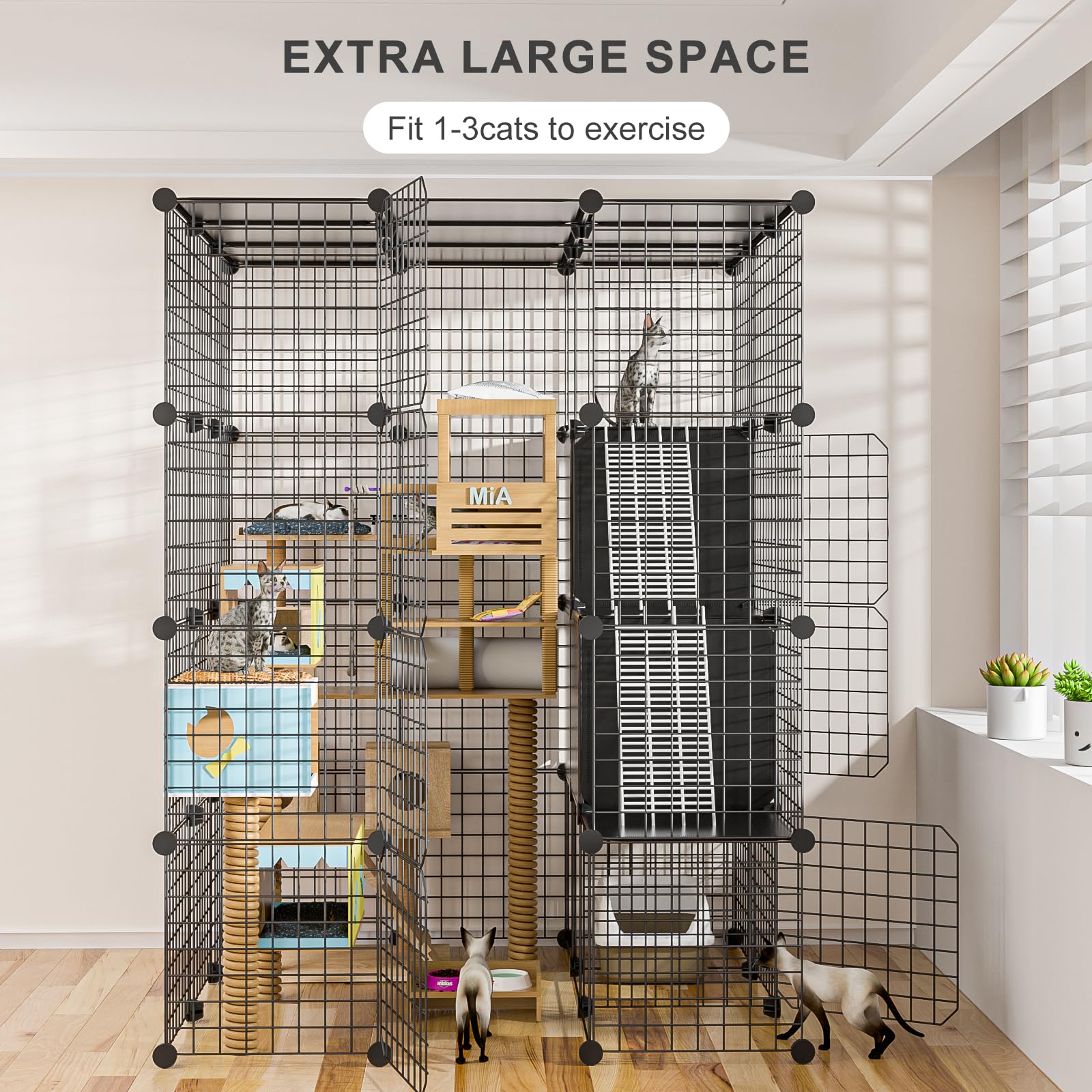 PAWING indoor cat cage with multi-door design for easy access and cleaning.