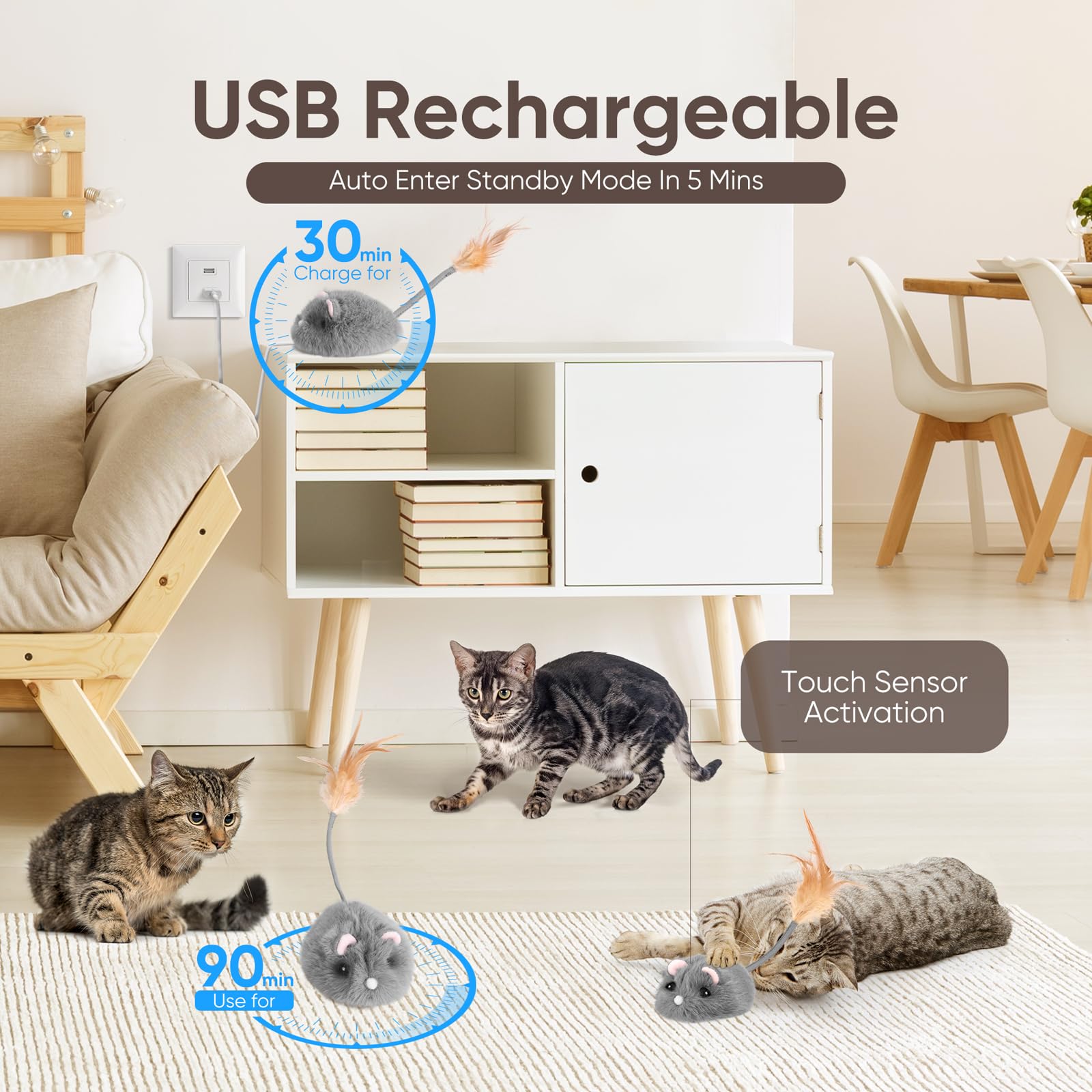 Pawingcat durable plush cat toy with a sturdy core for lasting use.