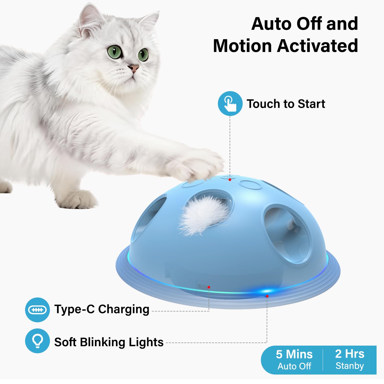 Pawingcat touch-activated power with Type-C charging for quick repeats