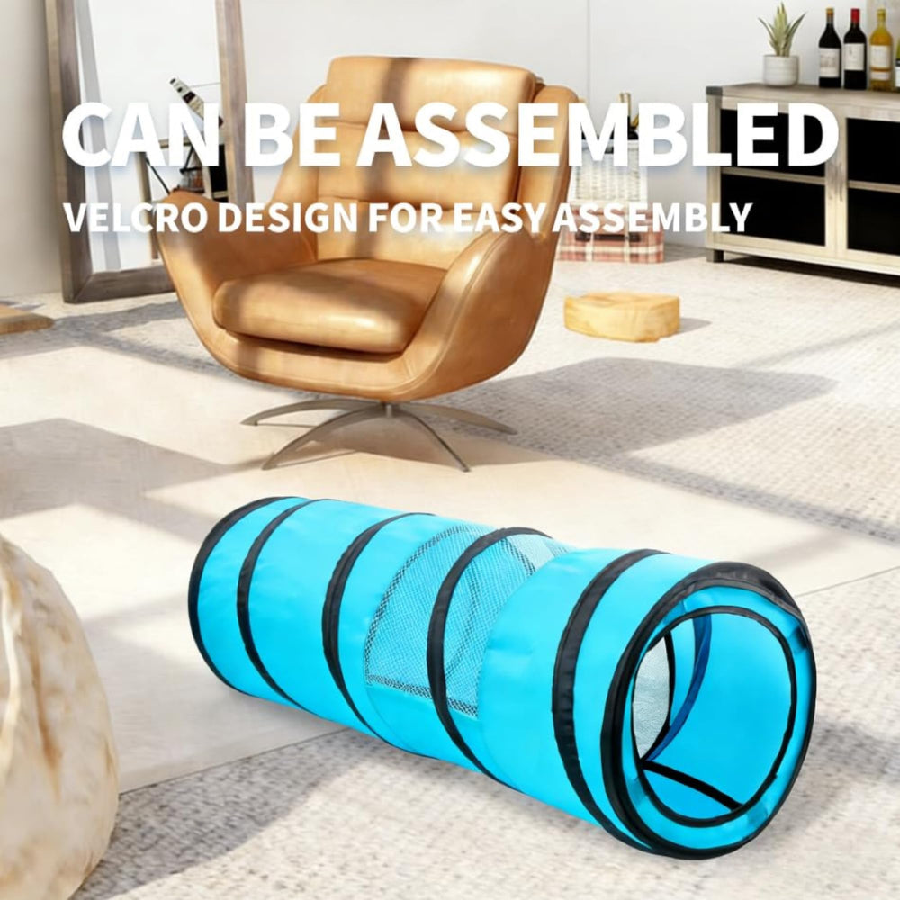 PAWISE Cat Tunnel pairs with wand toys for extended, interactive sessions.
