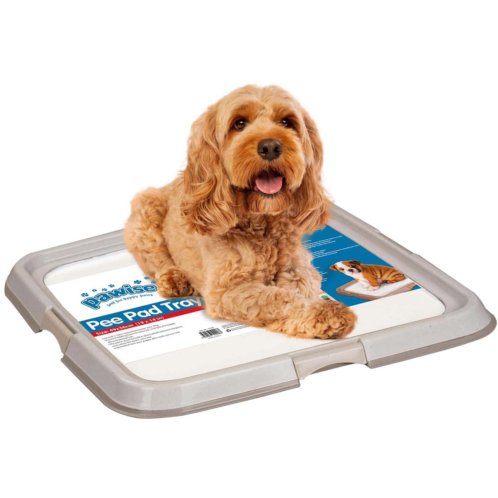 PAWISE dog pee pad holder with snap-in frame keeps pads secure for mess-free training.