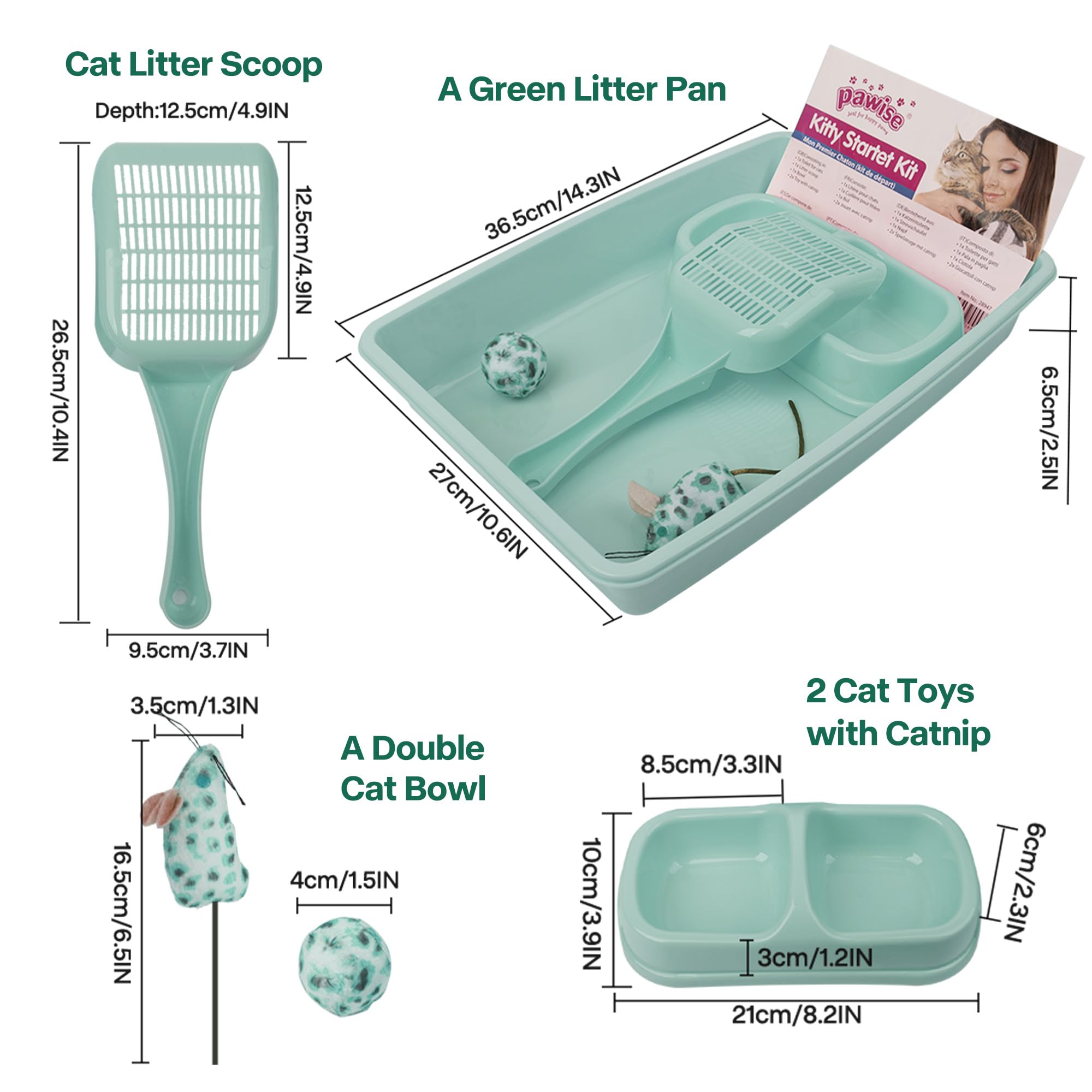 PAWISE dual-compartment kitten bowls for meals and water