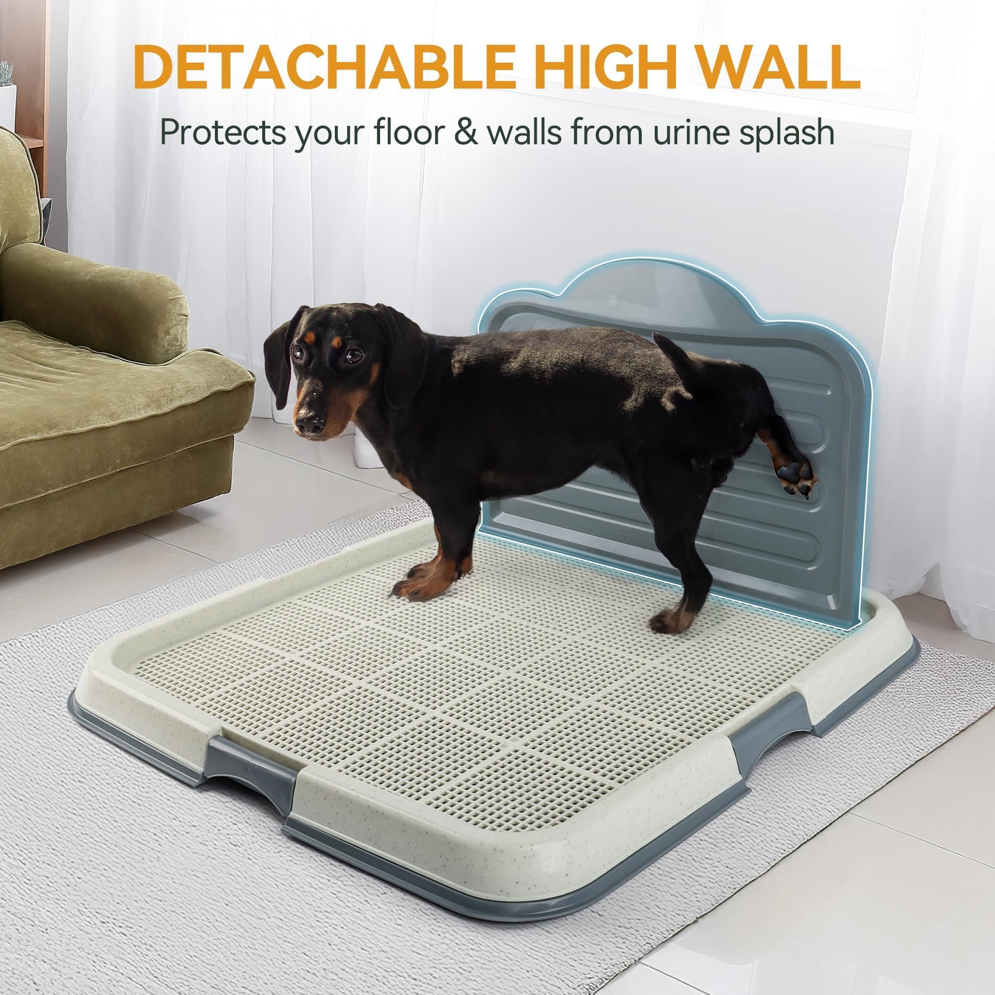 PAWISE elevated mesh grid design drains urine into lower tray for hygiene