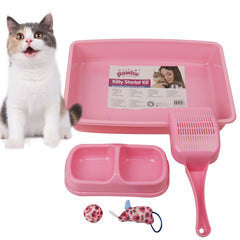 PAWISE kitten starter kit pink, ideal for new indoor kittens and easy setup.