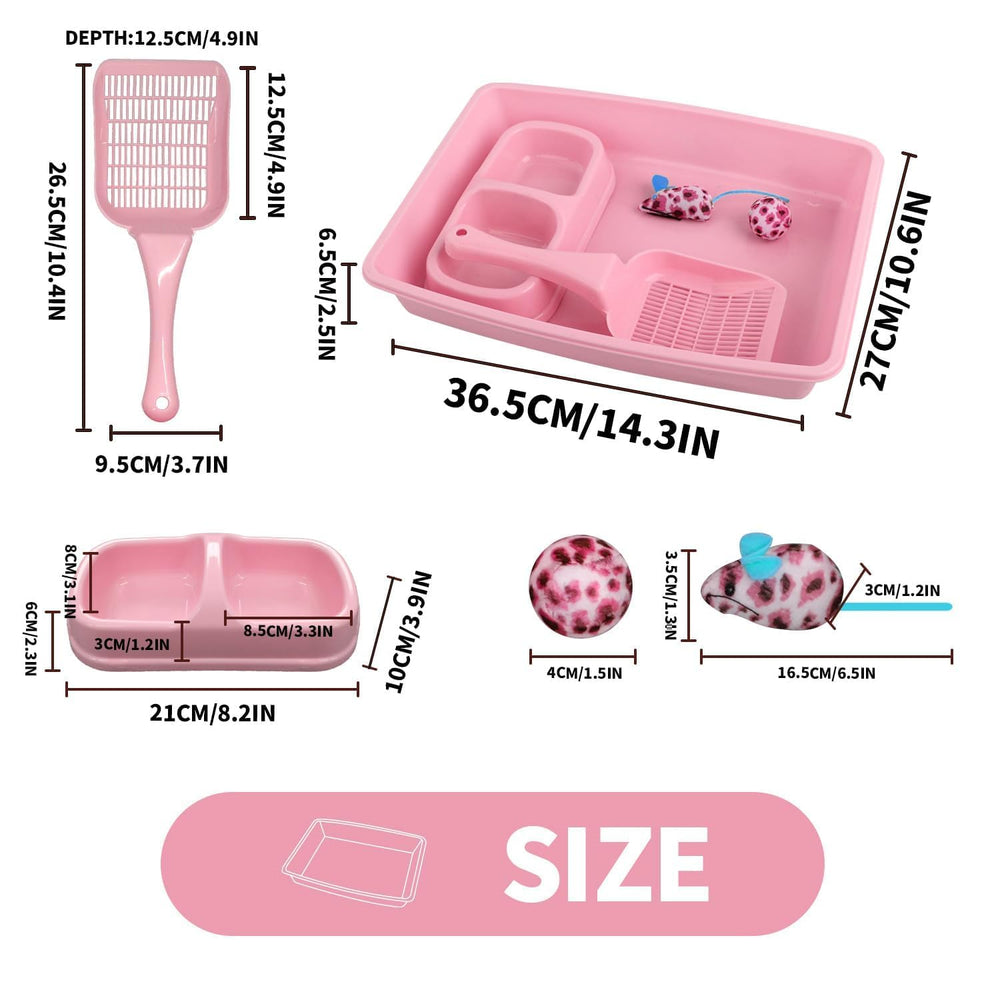 PAWISE low-entry kitten litter box pink, supports easy access for tiny paws.