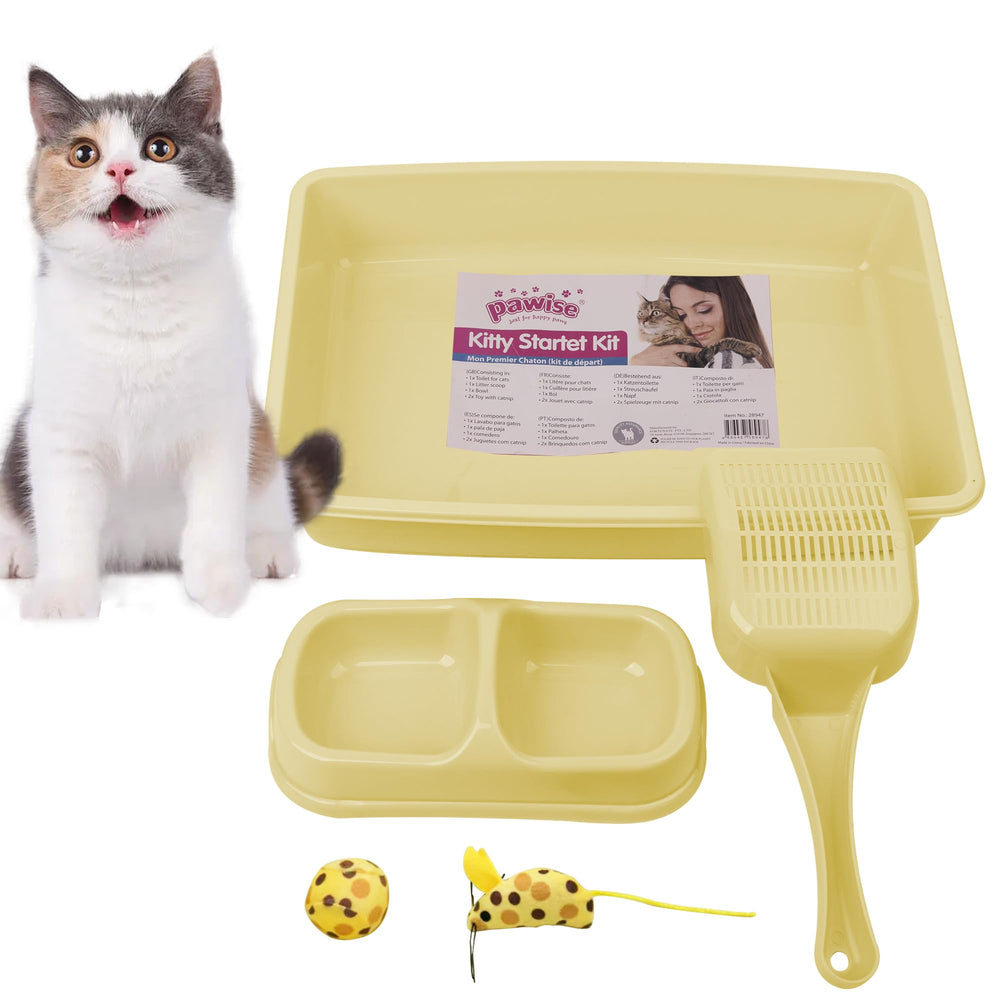 PAWISE small cat litter box with low entry for easy kitten training and tidy spaces