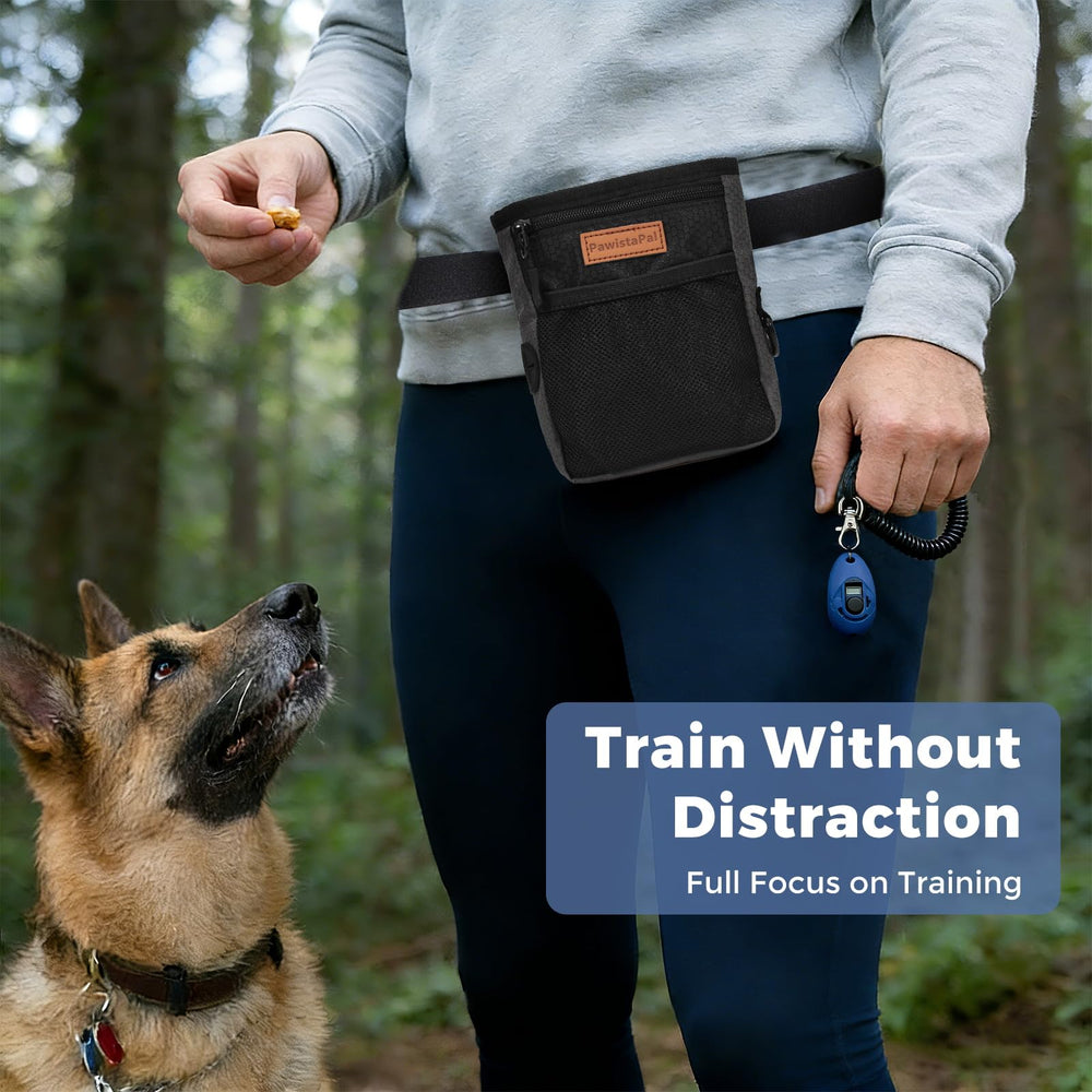 PawistaPal built-in poop bag holder and pockets for essentials on walks.