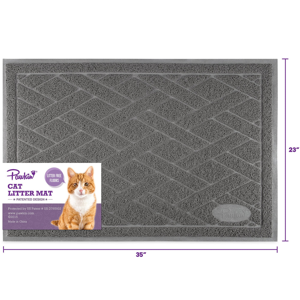 Pawkin Cat Litter Mat has non-slip backing to stay in place.