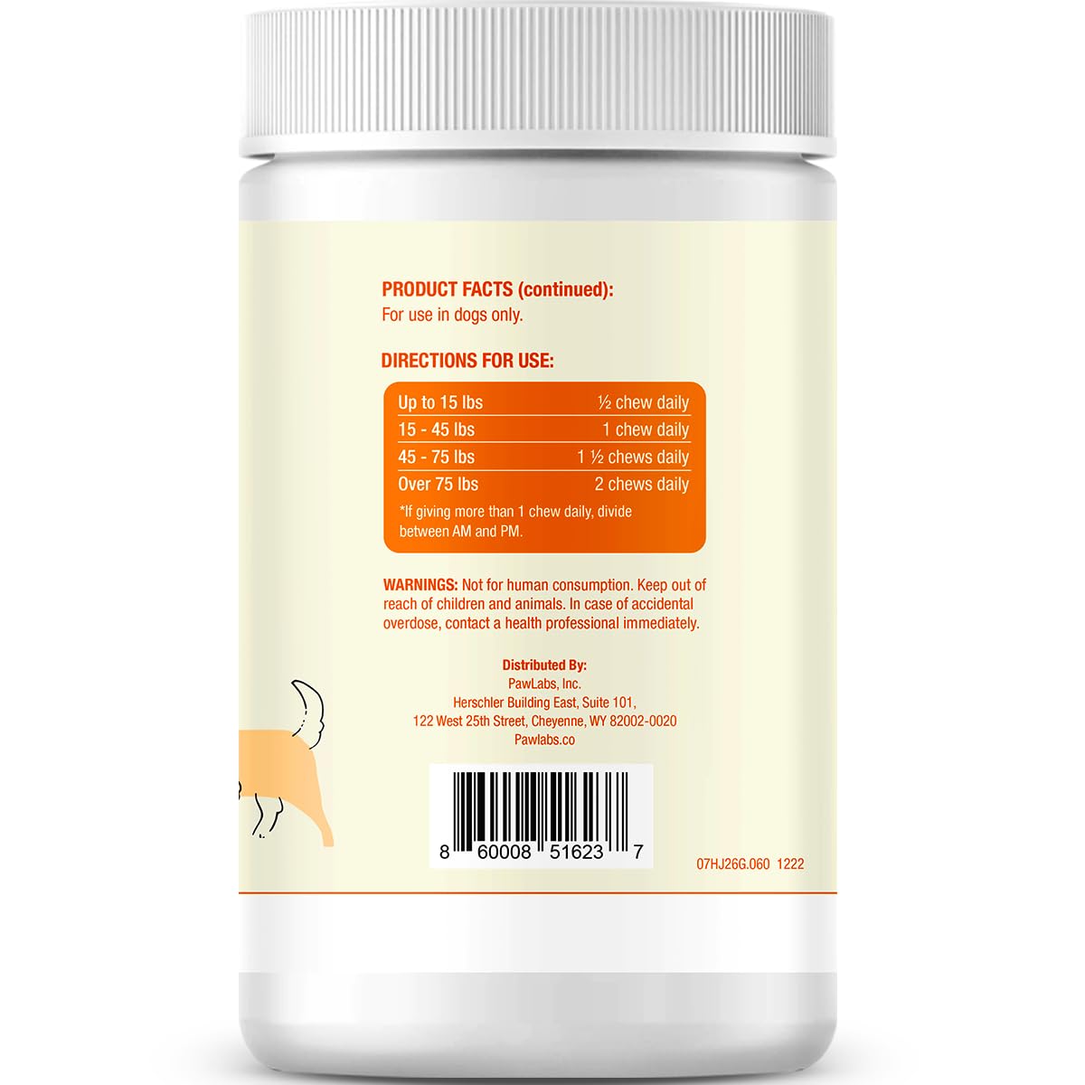 Pawlabs G-Max Joint Chews ingredients-glucosamine-chondroitin close-up for joint health.