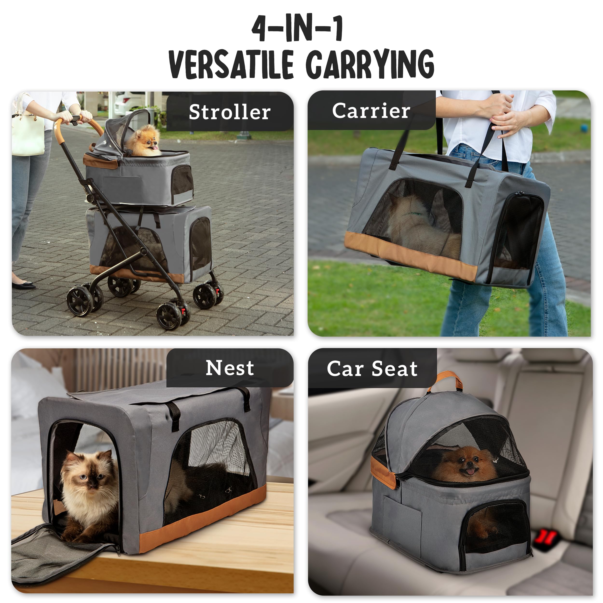 PAWLALA detachable carriers top and bottom enable flexible pet setup