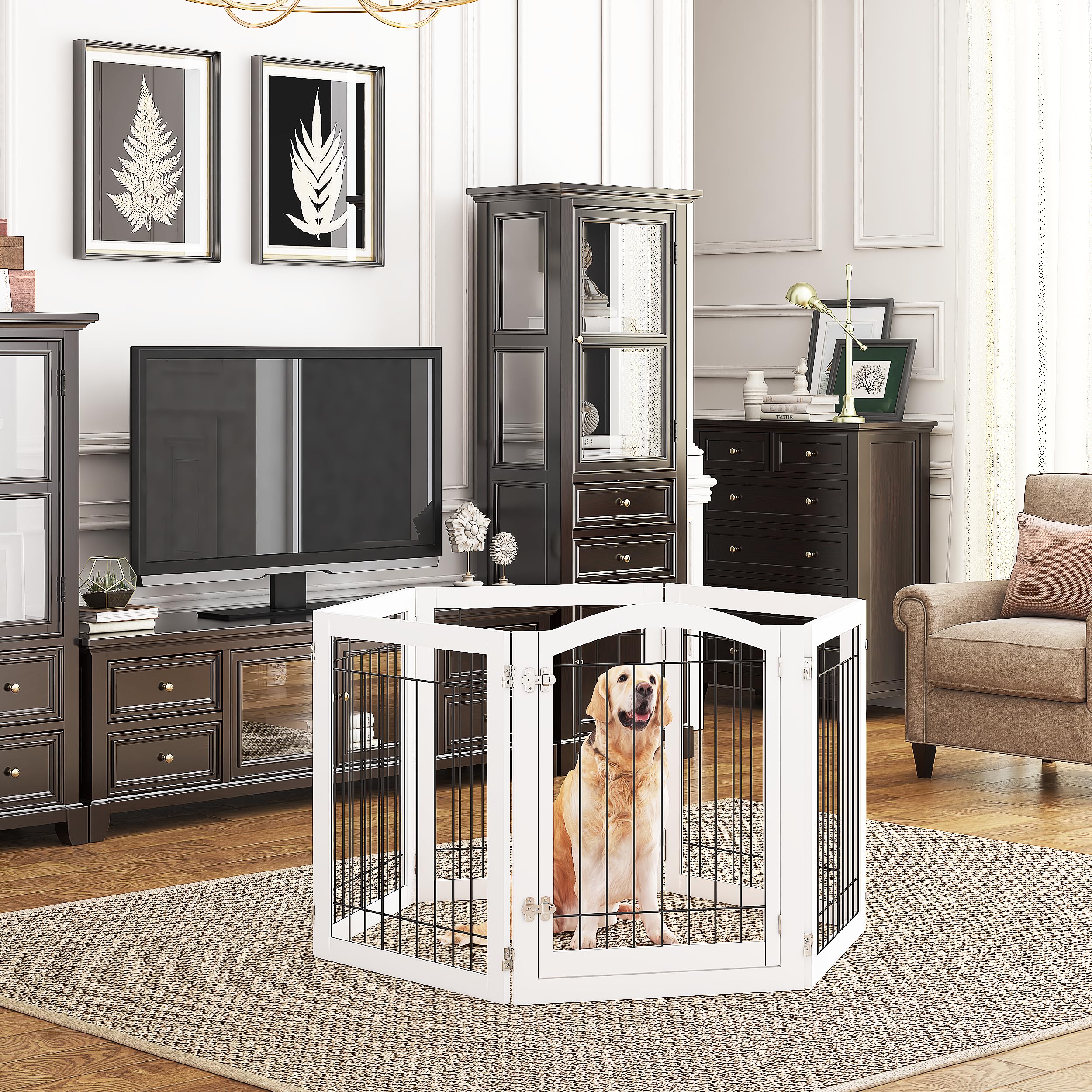 PAWLAND gate collapsed for compact storage and quick setup