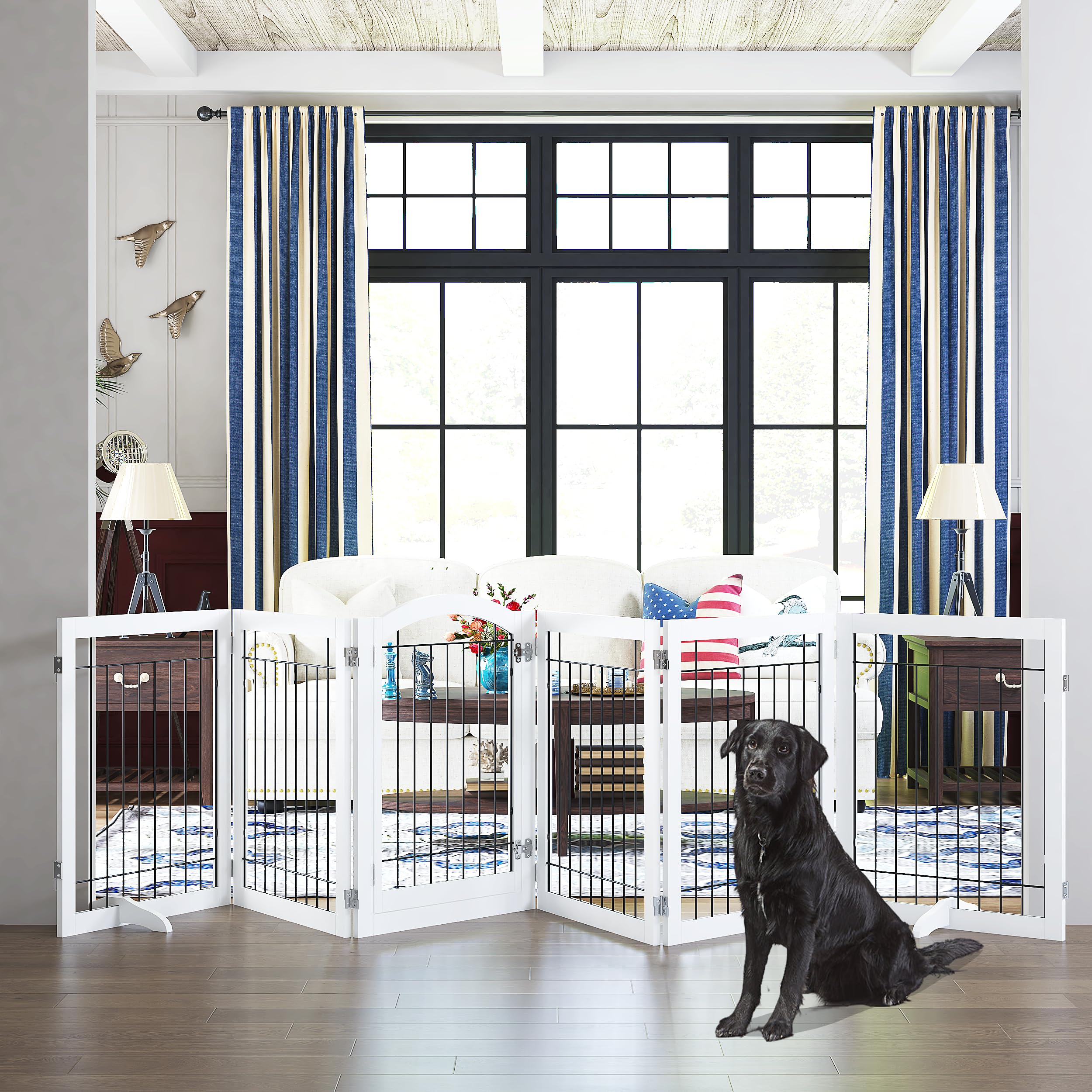 PAWLAND gate with door walk-through enables easy room-to-room passage