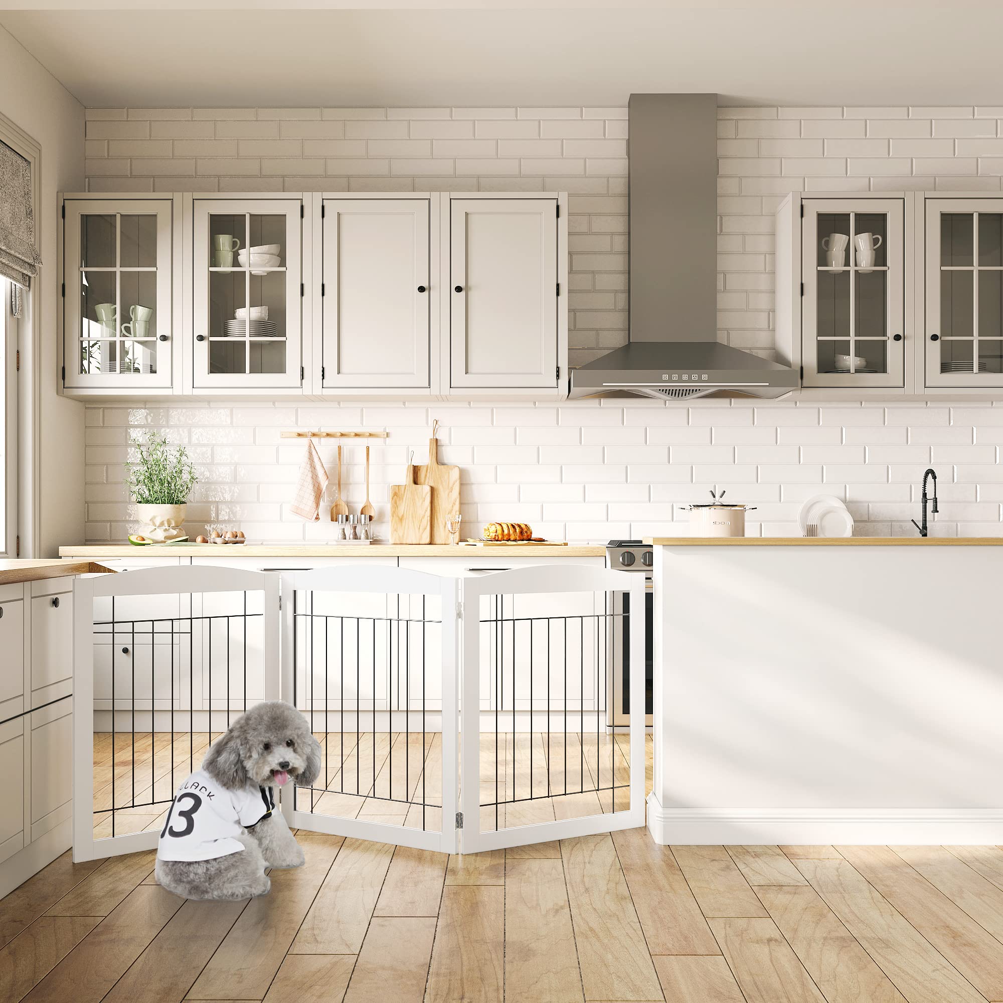 PAWLAND 30-inch height gate shown in a cozy living room corner