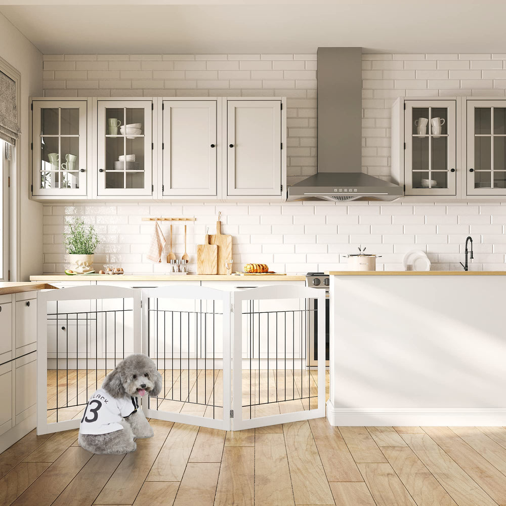 PAWLAND 30-inch height gate shown in a cozy living room corner