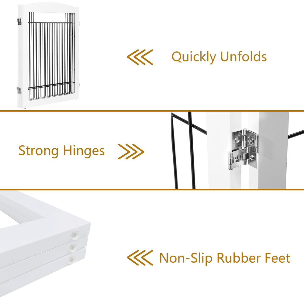 PAWLAND gate positioned at doorway and stairs demonstrates freestanding versatility