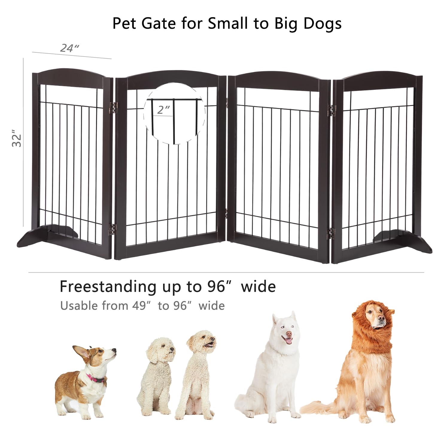 PAWLAND gate with support feet included for added stability on uneven floors.