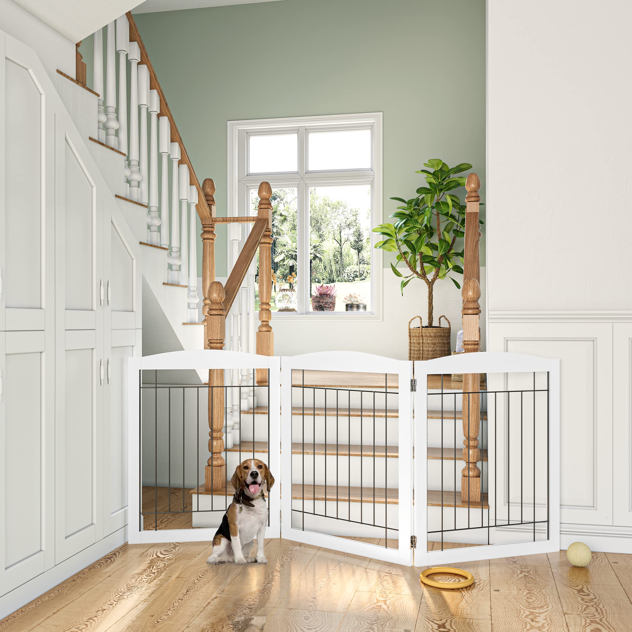 PAWLAND wood-framed gate with steel wires blends durability and style