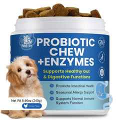 Pawlooza Probiotics Dog Allergy Chews package promotes immune balance and skin comfort benefits.