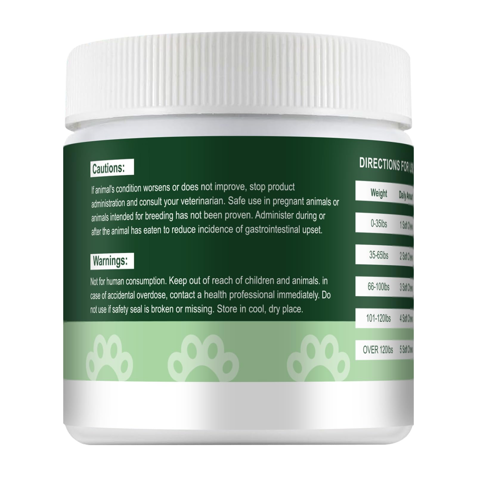 Immune support chart on Pawlooza packaging for dogs