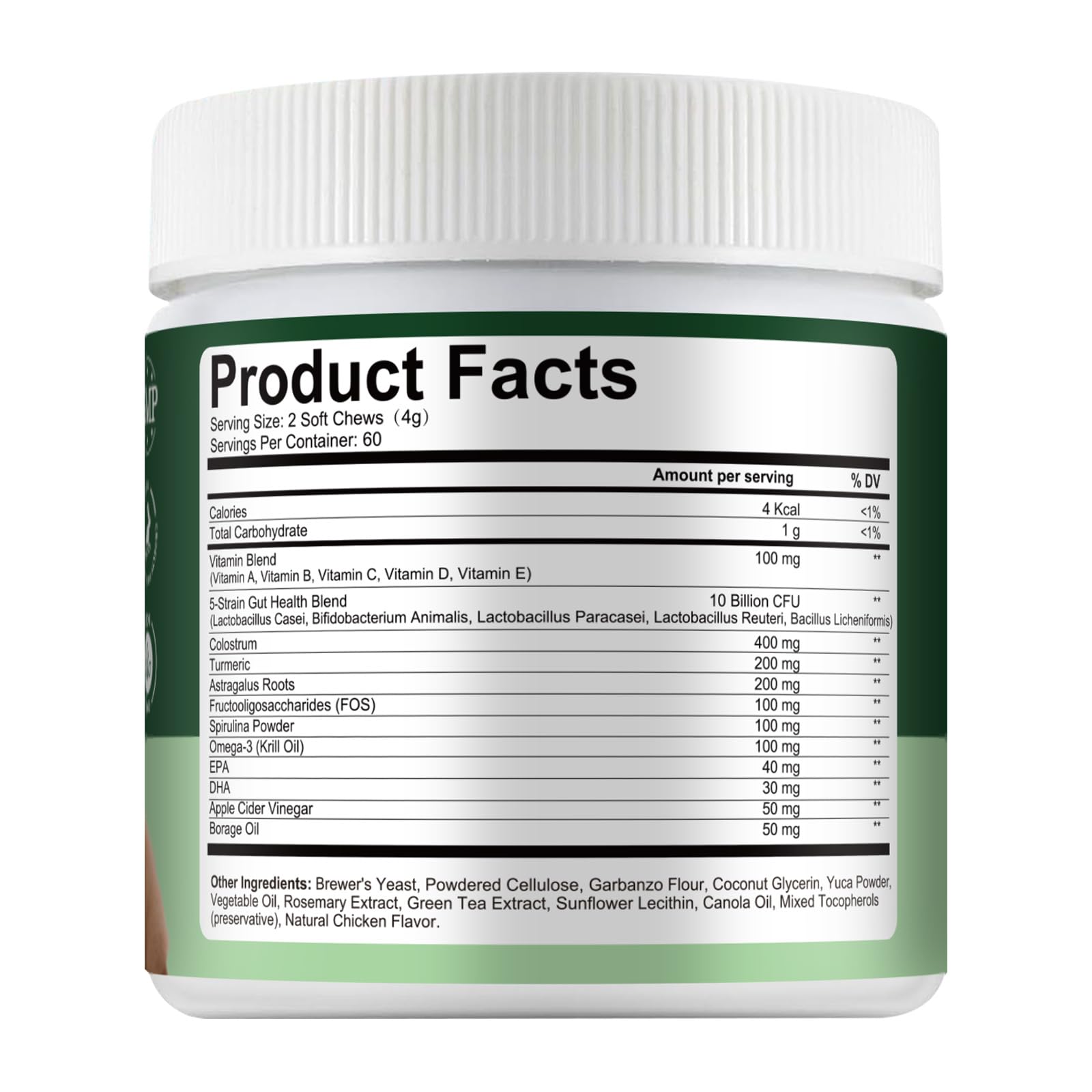Front packaging of Pawlooza Probiotics for Dogs 120 count