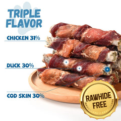 Pawmate triple-flavor cod skin stick closeup texture