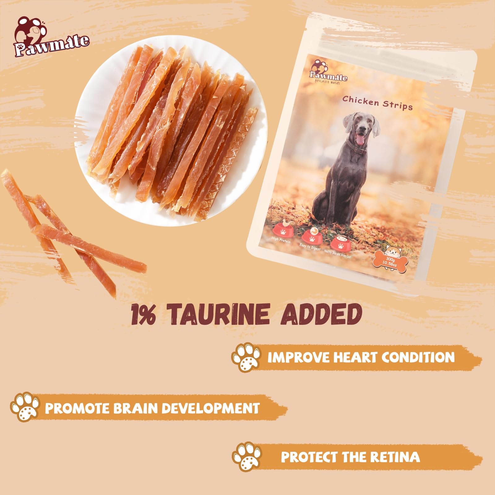 Pawmate Chicken Jerky Strip – rawhide-free, mess-free snack.