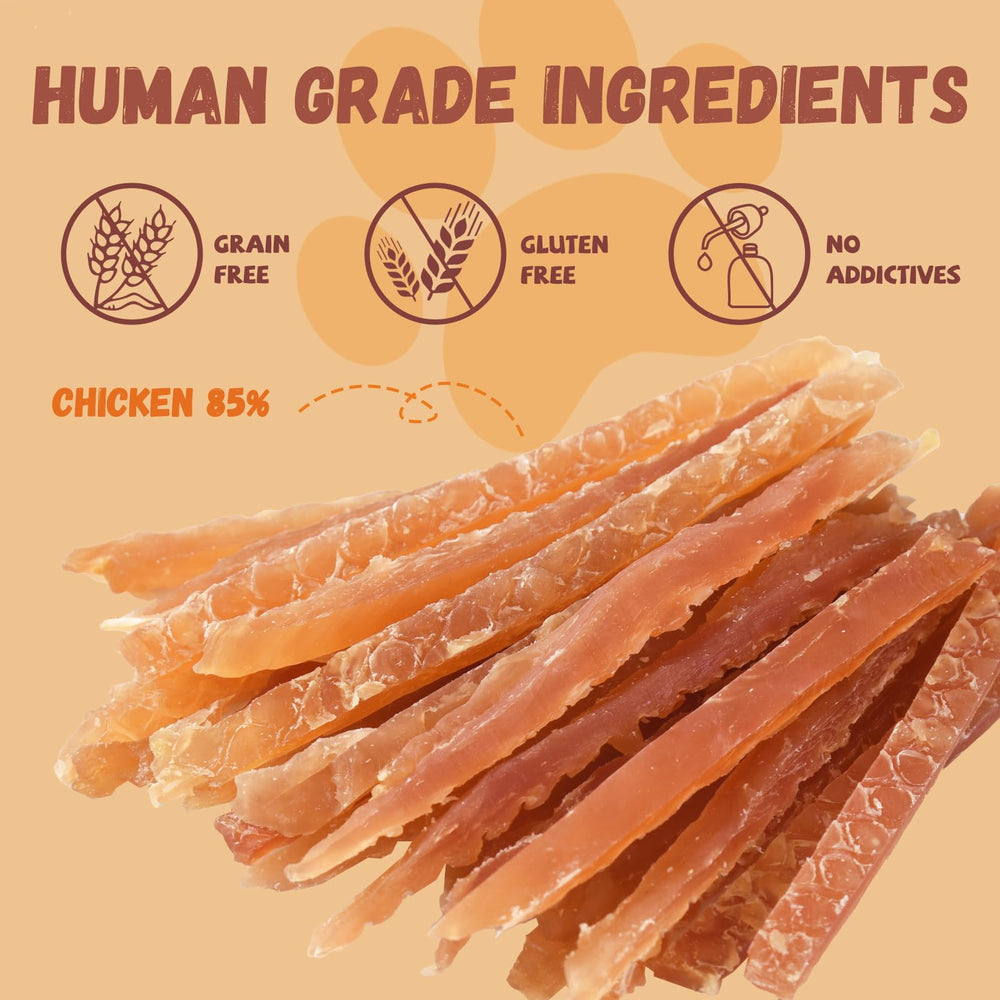Pawmate Chicken Jerky Strip – taurine-rich with potential heart and vision support.