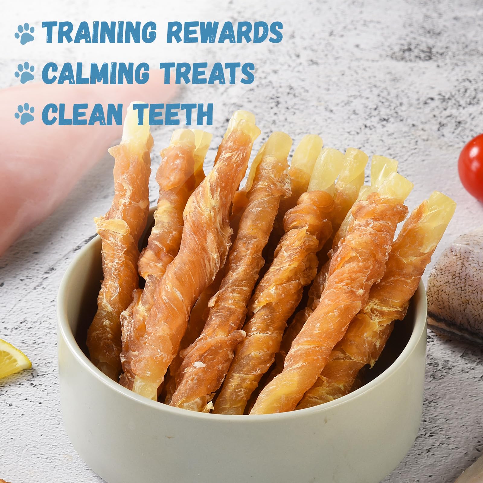 Pawmate dental health friendly chew helps promote satisfying chewing.