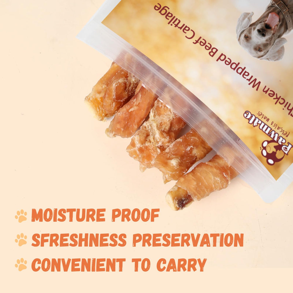 Pawmate dog treats grain-free formula badge on packaging