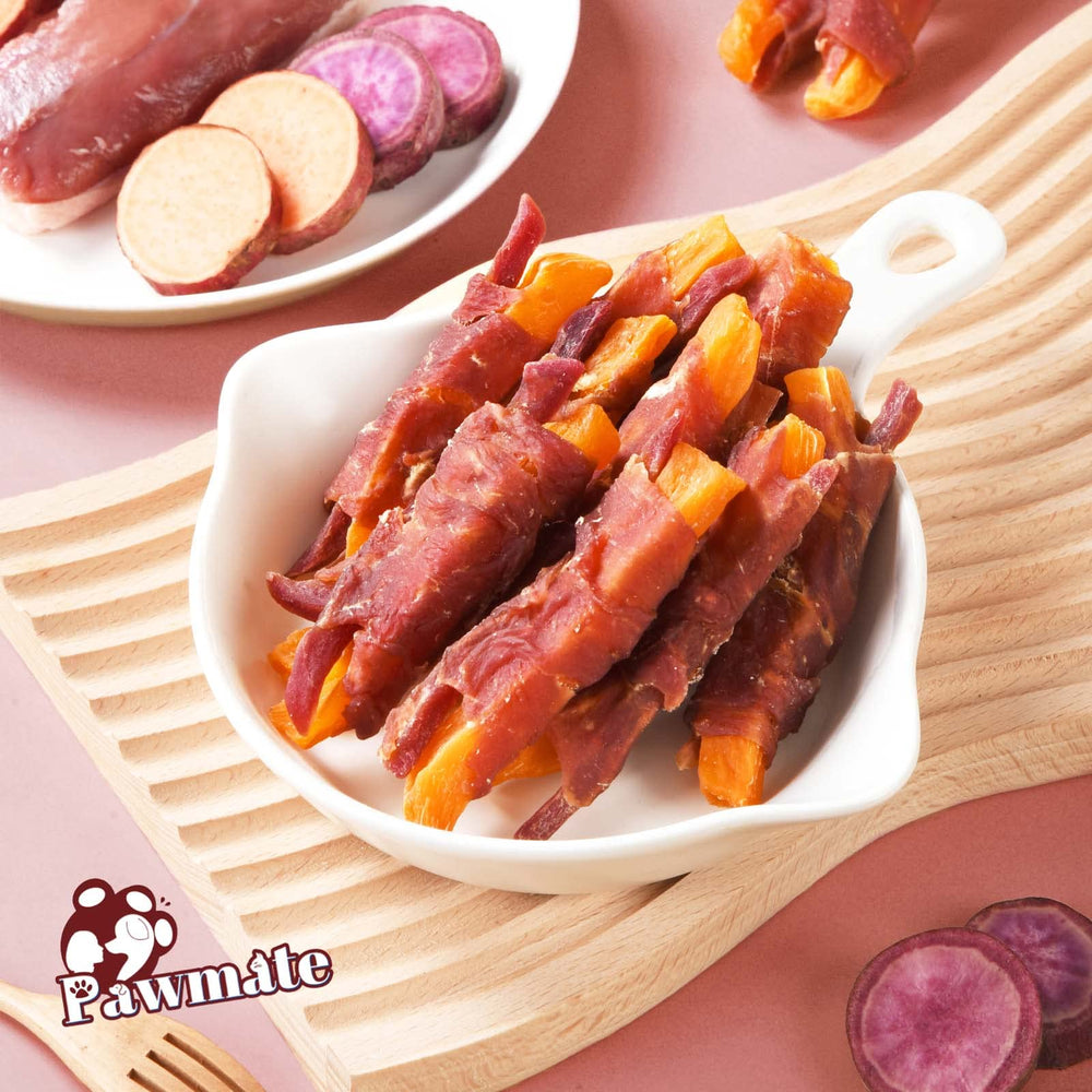 Dental-friendly chewing with Pawmate duck double purple sweet potato wrap
