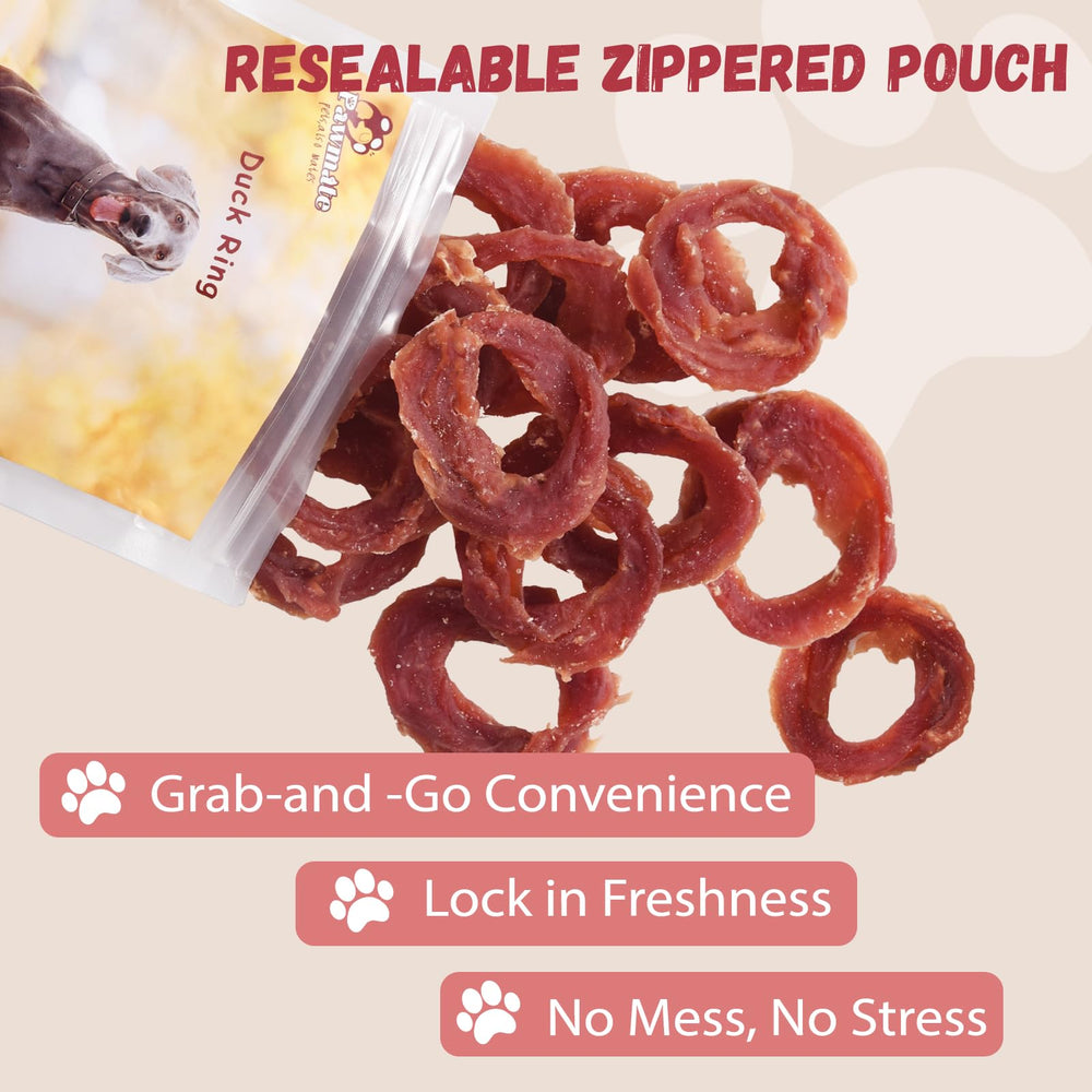 Pawmate Duck Jerky Rings safety-sourcing image emphasizes safety and lab-tested quality.