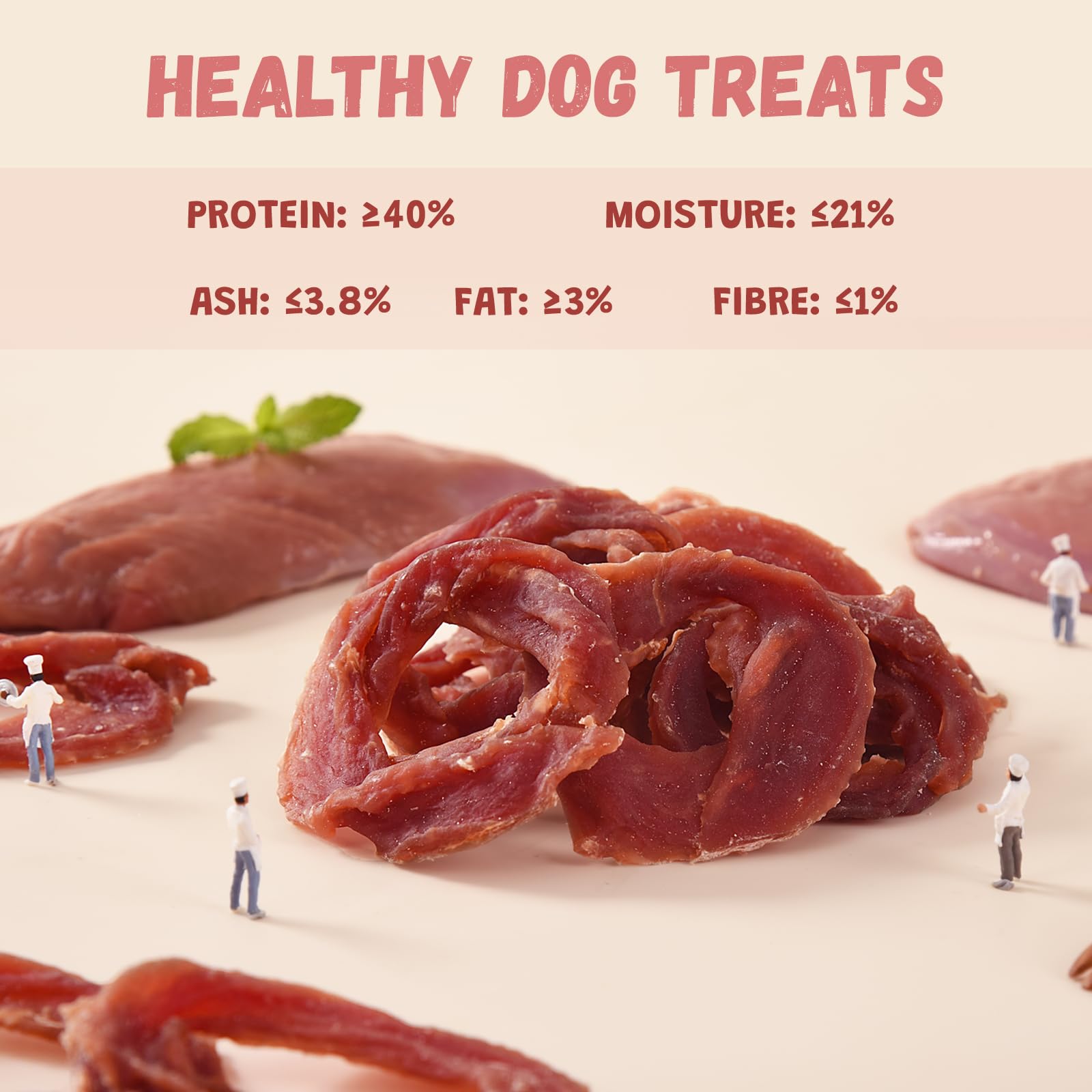 Pawmate Duck Jerky Rings texture shown for extended chewing and dental care.