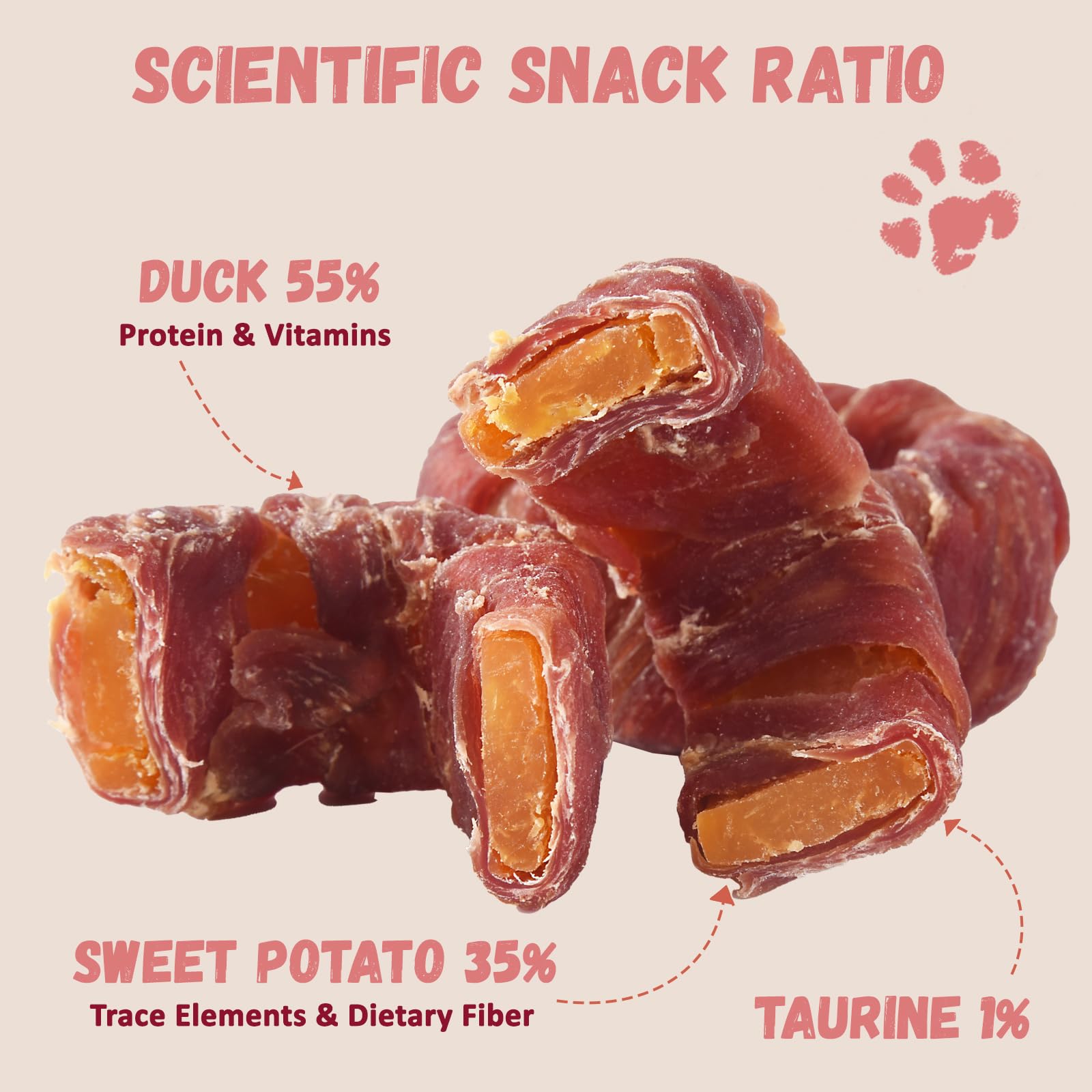 Close-up of Pawmate donut rings showing natural jerky texture for chewing.