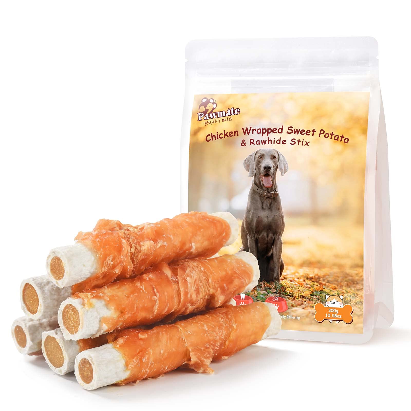 Pawmate large-breed chicken-wrapped rawhide chew for extended chewing and rewards
