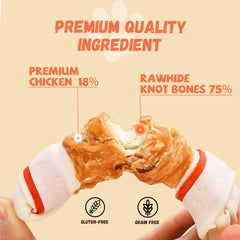 Pawmate large-breed dog chews with chicken-wrapped rawhide offer durable texture.