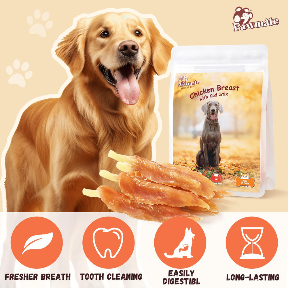 Pawmate long-lasting chewy sticks inviting focused chewing.