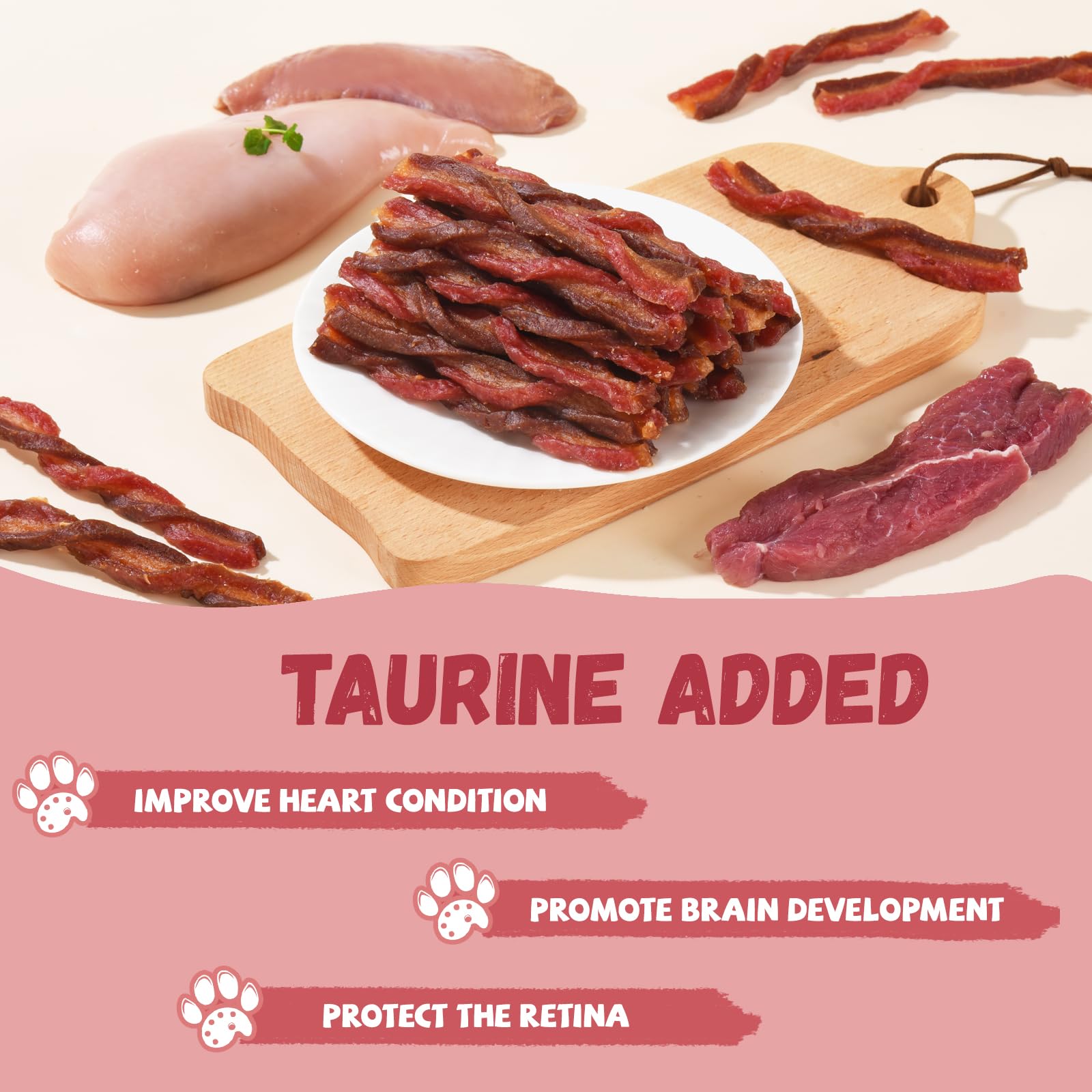 Pawmate low-fat protein-rich jerky on a scale for portion control