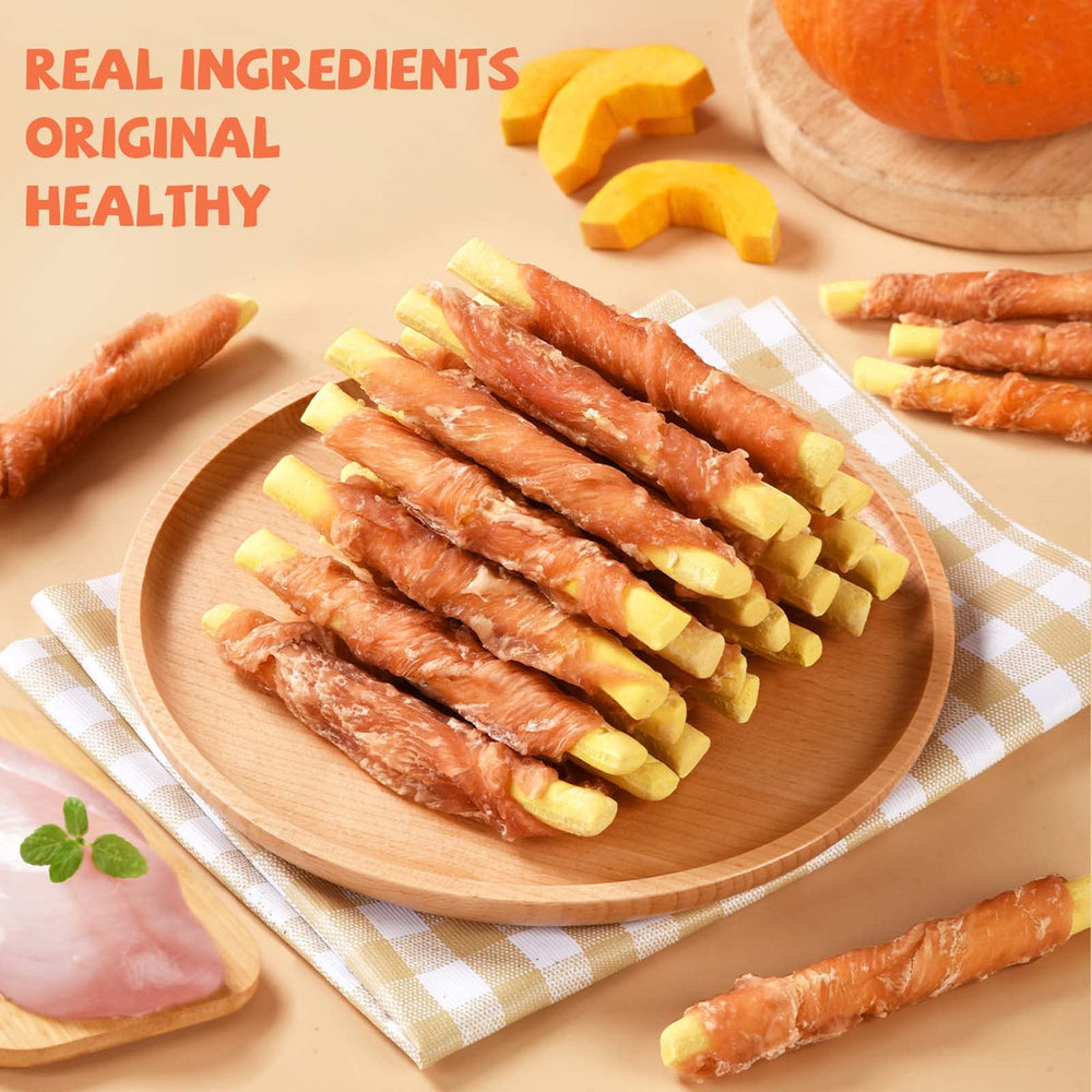 Pawmate pumpkin biscuits chicken-wrapped small-to-medium dog serving size preview