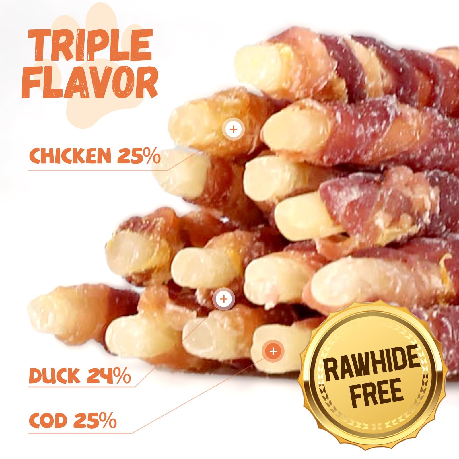 Pawmate rawhide-free dog treats ideal for dogs with sensitivities and safer chewing.
