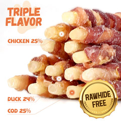 Pawmate rawhide-free dog treats ideal for dogs with sensitivities and safer chewing.