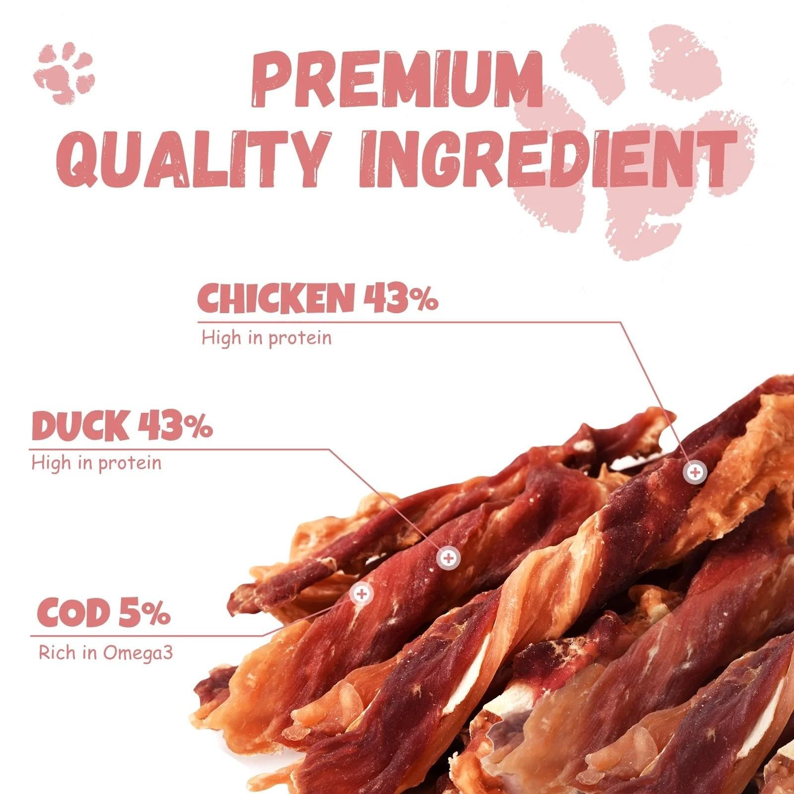 Pawmate rawhide-free grain-free label emphasizes a gentle chew.