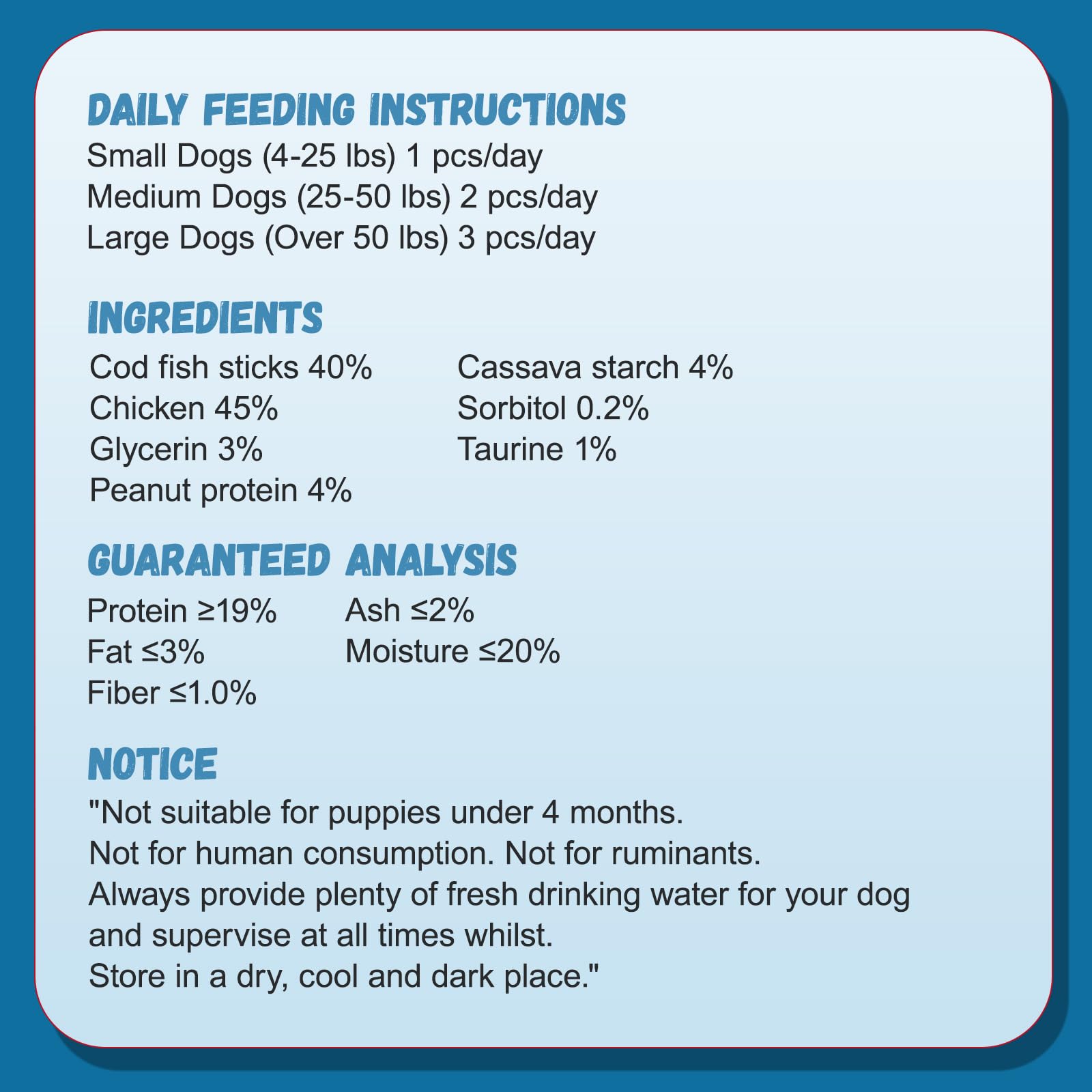 Pawmate skin and coat support snack enriched with omega-3.