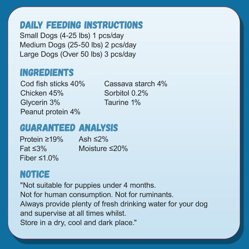 Pawmate skin and coat support snack enriched with omega-3.