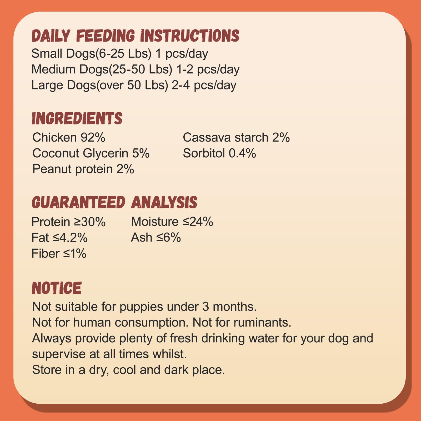 Pawmate small-to-medium dog snack shown with proper portion