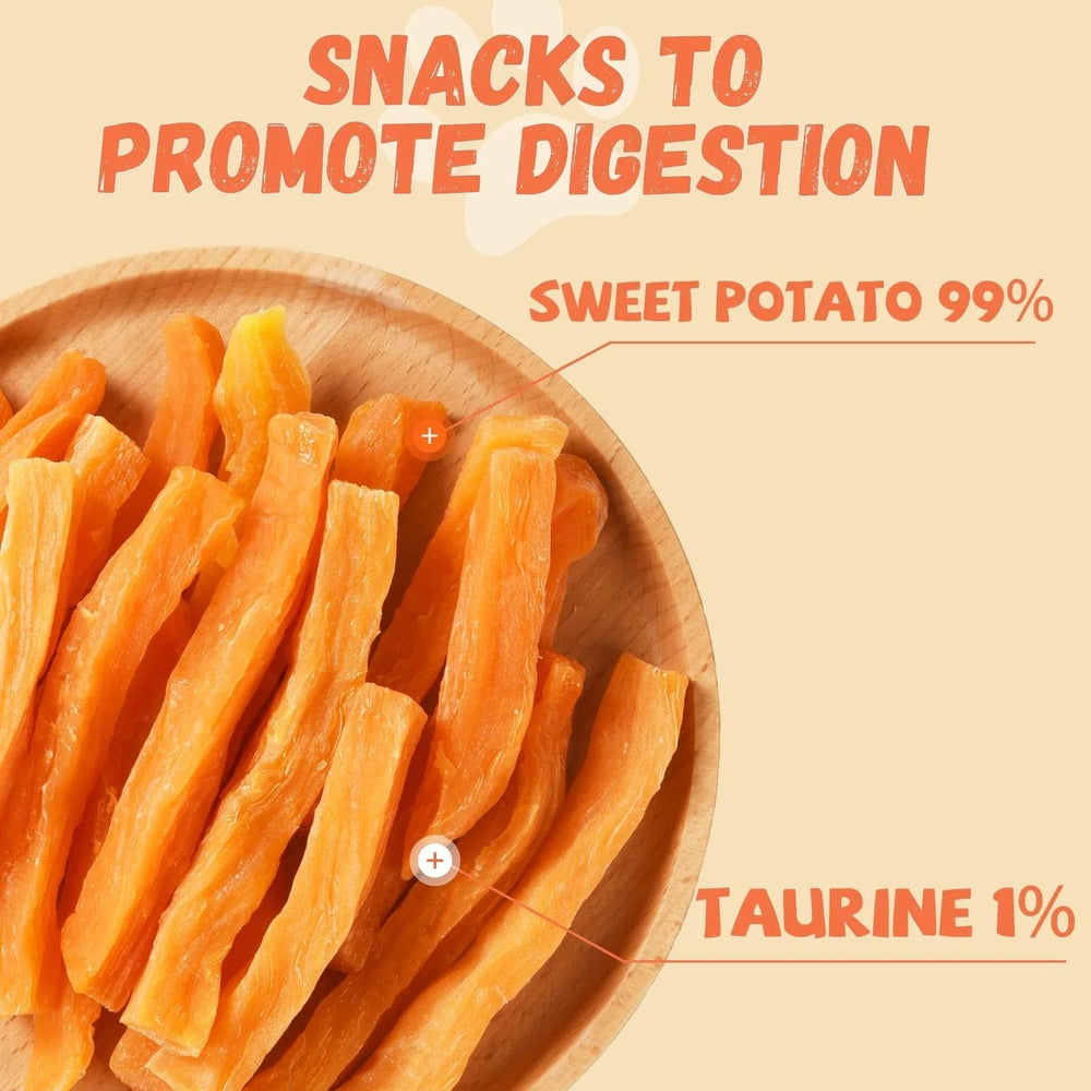 Close-up of Pawmate Sweet Potato chews shows chewy, digestible texture.