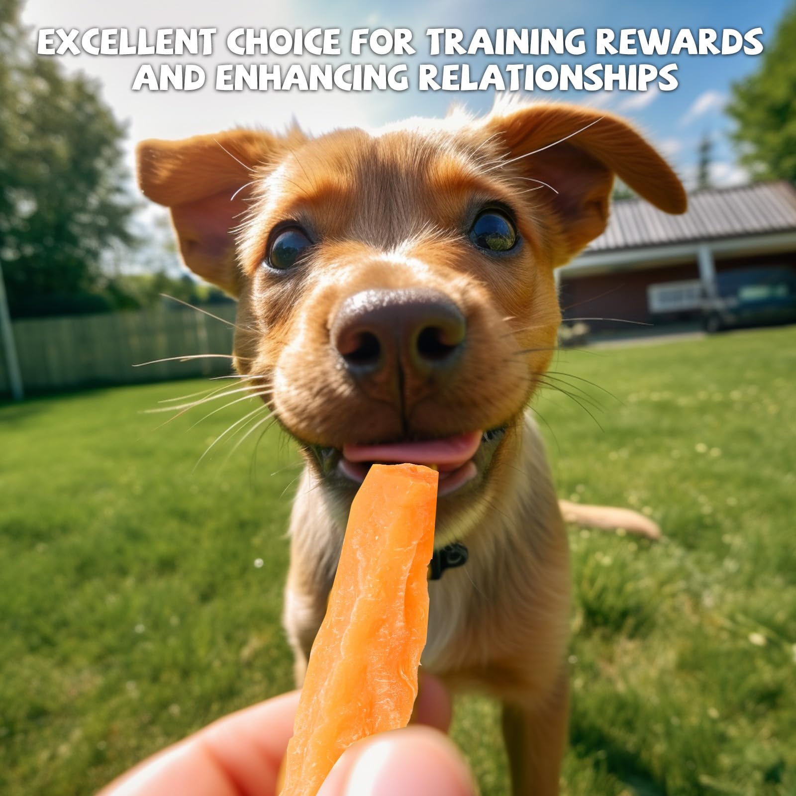 Ingredient-list close-up on Pawmate Sweet Potato treats highlights hypoallergenic option.