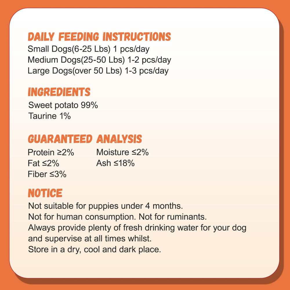 Medium-dog portion ready-to-serve Pawmate Sweet Potato treats.