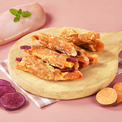 Pawmate wraps chicken-fill closeup highlighting real chicken filling.